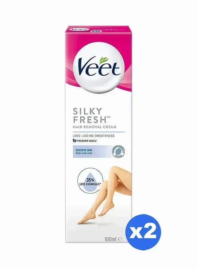 Veet Silky Fresh Hair Removal Cream , Pack Of 2, 2X100ml