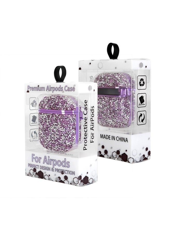 Generic - Flash Diamond 7 Color For AppleWireless Bluetooth Headset Airpods 1/2 Generation Protective Cover Pro 3 Generation Applicable Women-Color:Purple-Model:AirPods Pro2 - Image 1