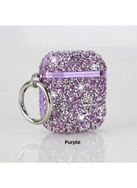Flash Diamond 7 Color For AppleWireless Bluetooth Headset Airpods 1/2 Generation Protective Cover Pro 3 Generation Applicable Women-Color:Purple-Model:AirPods Pro2