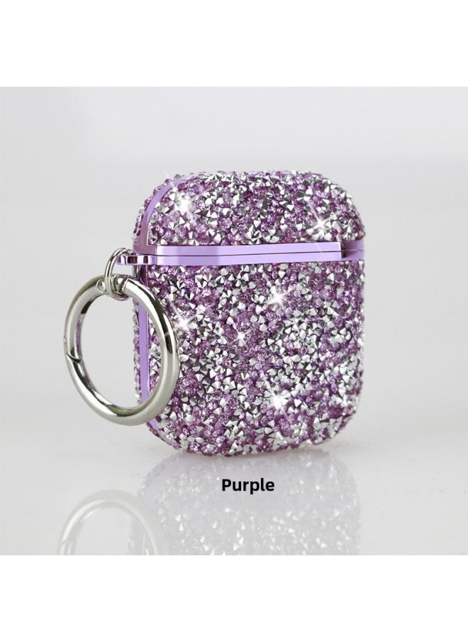Generic - Flash Diamond 7 Color For AppleWireless Bluetooth Headset Airpods 1/2 Generation Protective Cover Pro 3 Generation Applicable Women-Color:Purple-Model:AirPods Pro2 - Image 1