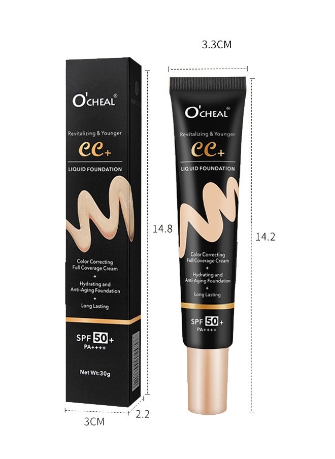 OCHEAL - CC + Liquid Foundation - SPF50+ Sunscreen, Colour Correcting Face Sunscreen And Foundation, Pre-Makeup Primer Moisturizing Skin Concealer  (#02) - Image 1