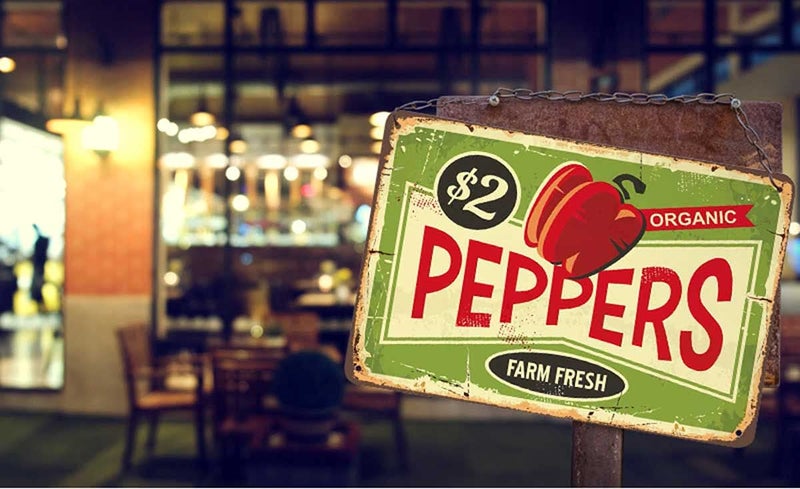 AOYEGO Peppers Tin Sign,Farm Fresh Organic Food Vintage Metal Tin Signs for Cafes Bars Pubs Shop Wall Decorative Funny Retro Signs for Men Women 8x12 Inch - Image 3
