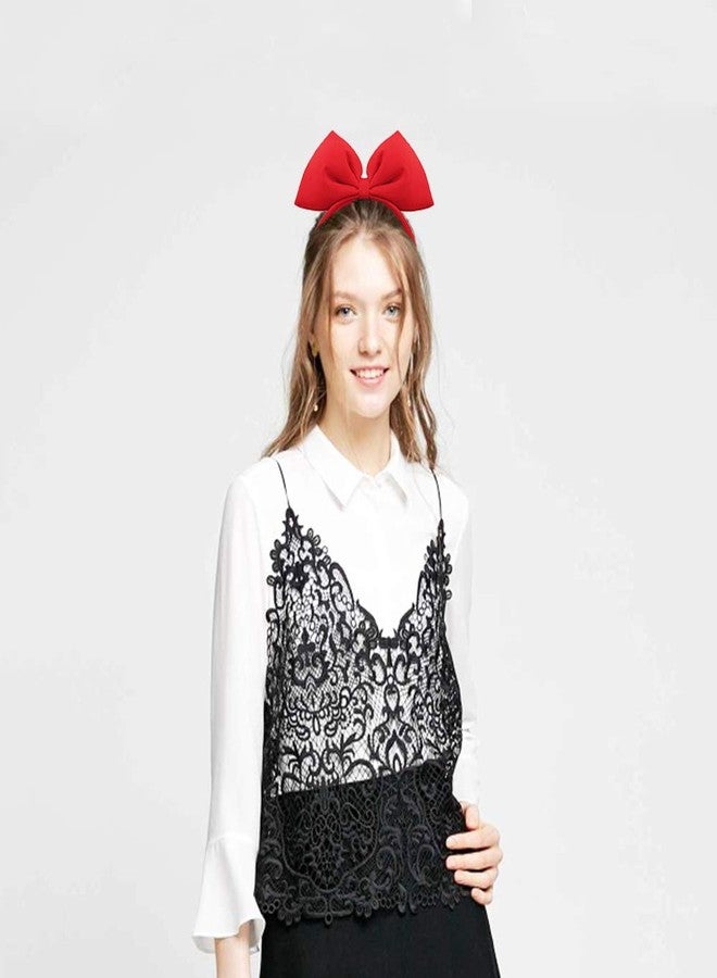 WLBON Bow Headband Bowknot Hair Accessory - Big Bow Halloween Party Decoration, Cosplay Costume Headpiece, Handmade Headdress for Christmas, Birthday 1 Pack Red - Image 3