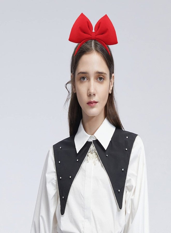 WLBON Bow Headband Bowknot Hair Accessory - Big Bow Halloween Party Decoration, Cosplay Costume Headpiece, Handmade Headdress for Christmas, Birthday 1 Pack Red - Image 4