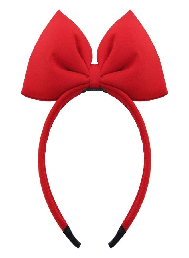 WLBON Bow Headband Bowknot Hair Accessory - Big Bow Halloween Party Decoration, Cosplay Costume Headpiece, Handmade Headdress for Christmas, Birthday 1 Pack Red - Image 1