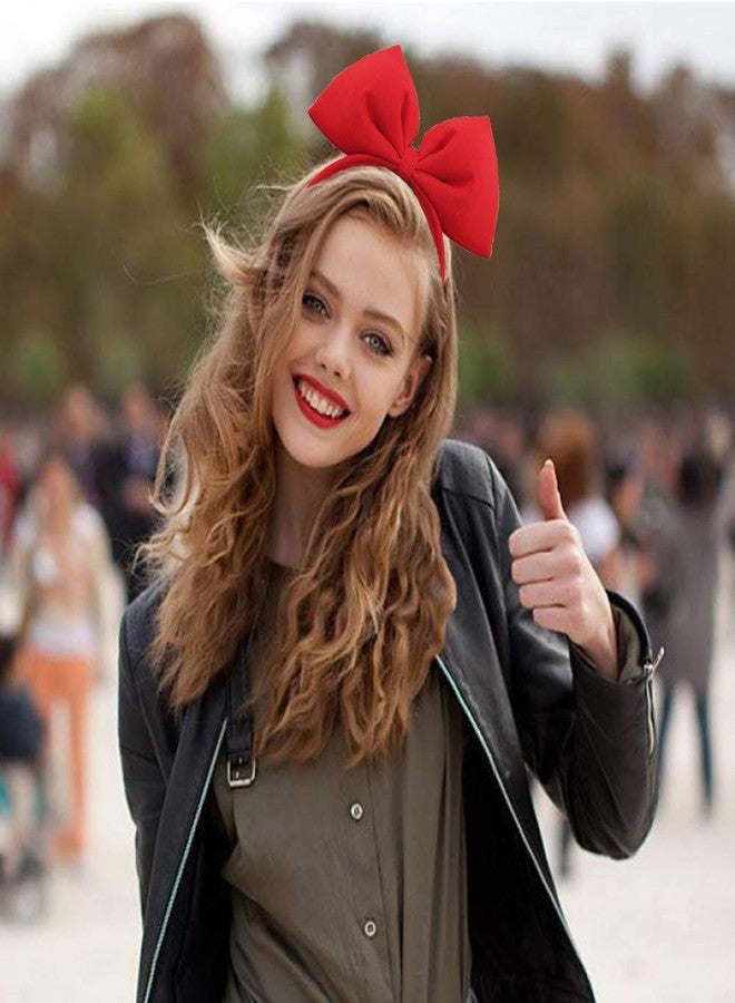 WLBON Bow Headband Bowknot Hair Accessory - Big Bow Halloween Party Decoration, Cosplay Costume Headpiece, Handmade Headdress for Christmas, Birthday 1 Pack Red - Image 2