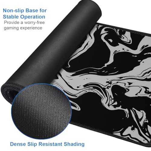 Naukay Gaming Mouse Pad, 31.5x15.7 inch Large Extended Computer Keyboard Mouse Mat, Water Resist Non-Slip Mousepad Rubber Base Long XXL Desk Mouse Pad for Gaming, Office & Home, Marble White - Image 4