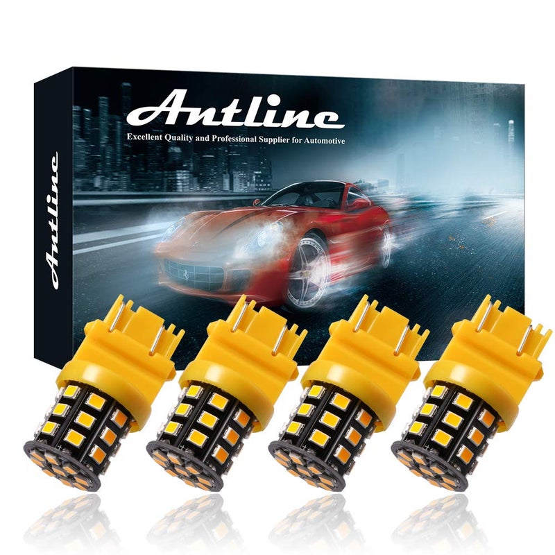Antline 3157 3156 3057 4157 3056 LED Bulbs Amber Yellow 1224V Super Bright 1000 Lumens Replacement for Turn Signal Blinker Lights Side Marker Lights Pack of 4