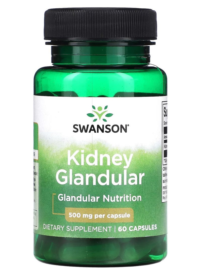 سوانسون، غدد الكلى، 500 ملغ، 60 كبسولة