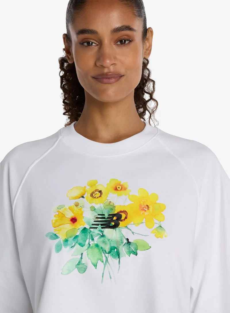 New Balance  Watercolor Yellow Boxy T-Shirt for Women | Best Price UAE