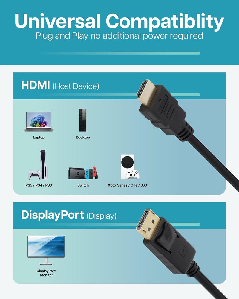 VisionTek HDMI to DisplayPort 1.5M Active Cable (M/M) - 900822 - Image 4
