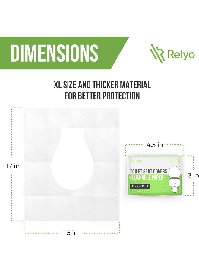 Relyo Toilet Seat Cover Paper Flushable (50 Pack) - XL for Adults and Kids Potty Training, 100% Biodegradable Travel Supplies Essentials for Public Restrooms, Airplane, Camping, Festivals - Image 5