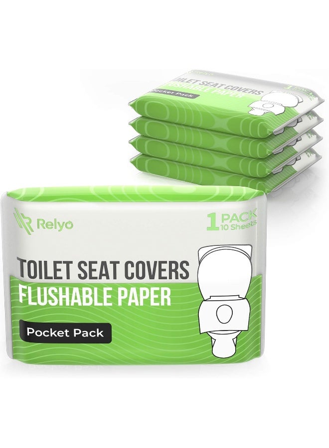 Relyo Toilet Seat Cover Paper Flushable (50 Pack) - XL for Adults and Kids Potty Training, 100% Biodegradable Travel Supplies Essentials for Public Restrooms, Airplane, Camping, Festivals - Image 1