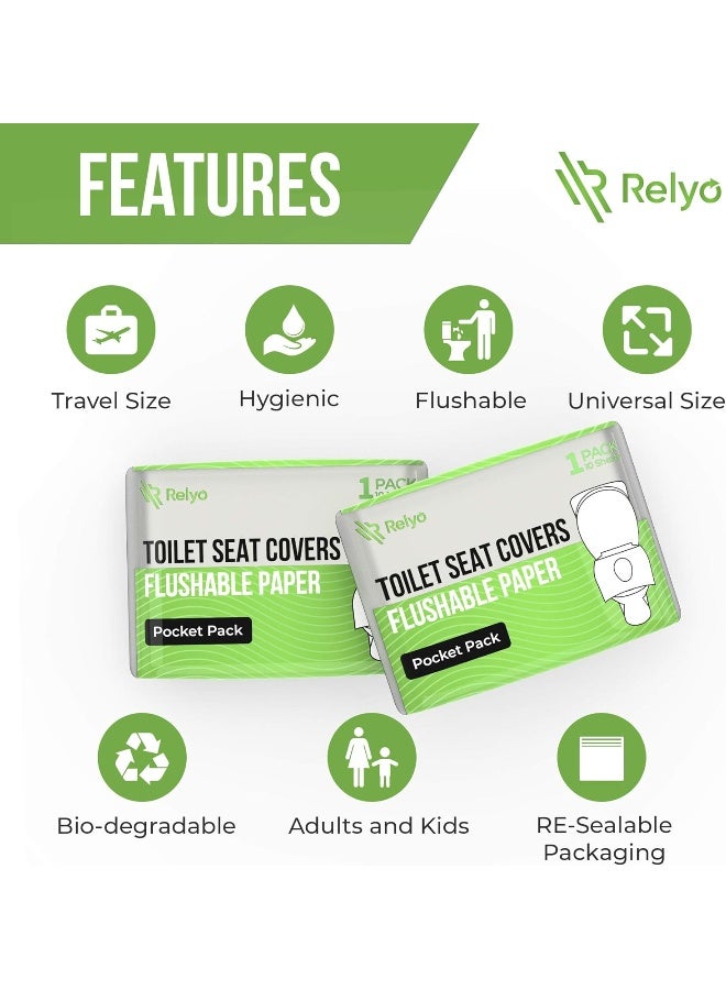 Relyo Toilet Seat Cover Paper Flushable (50 Pack) - XL for Adults and Kids Potty Training, 100% Biodegradable Travel Supplies Essentials for Public Restrooms, Airplane, Camping, Festivals - Image 3