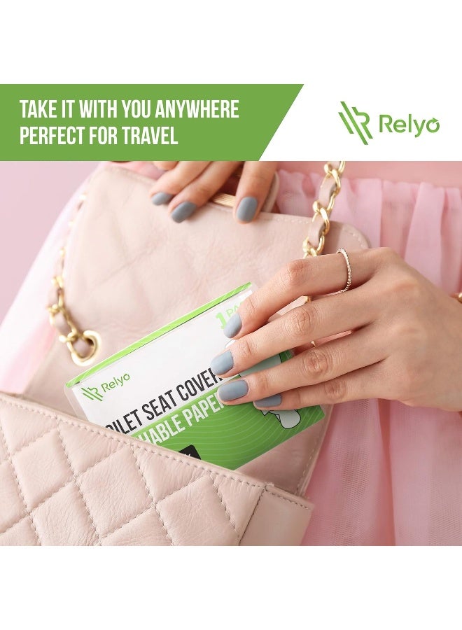Relyo Toilet Seat Cover Paper Flushable (50 Pack) - XL for Adults and Kids Potty Training, 100% Biodegradable Travel Supplies Essentials for Public Restrooms, Airplane, Camping, Festivals - Image 4