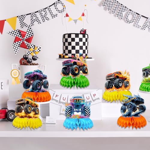 BQC 9 Pcs Monster Truck Table Decorations Monster Truck Birthday Decorations Monster Truck Centerpieces Monster Truck Party Supplies - Image 5