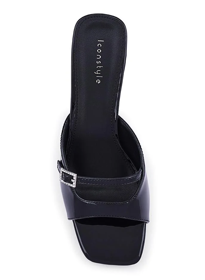 IconStyle Embroidered Open-Toe Mule Heels