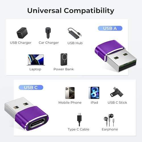 Basesailor USB to USB C Adapter 3 Pack,Type C Female to USB A Male Cable Converter for Apple Watch iWatch Series 7 8,iPhone 15 14 13 11 Max Pro,iPad 10 9,Air 4 5 Mini 6,Samsung Galaxy S23 S22 S21,OTG - Image 3
