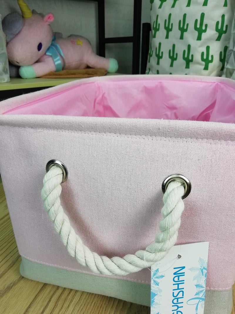 LANGYASHAN Rectangular Storage Bin Collapse Canvas Fabric Cartoon Storage Basket with Handles for Organizing Home Kitchen Boys and Girls Toys Office Closet Shelf Baskets (Girl) - Image 4