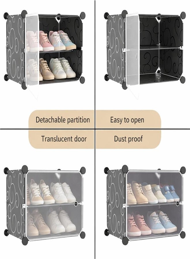 RADIANT Premium Modular Plastic Shoe Rack with Door, Stackable Organizer, Waterproof and Dustproof, Space Saving Storage for Home, Bedroom and Entryway (Black+Trans. Door (PP), 5 Shelf) - Image 3