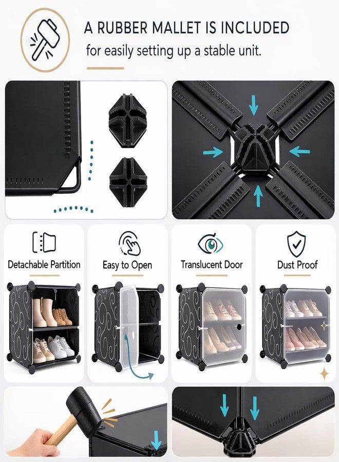 RADIANT Premium Modular Plastic Shoe Rack with Door, Stackable Organizer, Waterproof and Dustproof, Space Saving Storage for Home, Bedroom and Entryway (Black+Trans. Door (PP), 5 Shelf) - Image 4