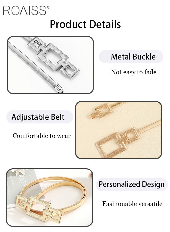roaiss 2 Pcs Metal Elastic Belts for Women, Simple and Fashion Thin Waist Chain, Adjustable Decorative Belts, Suitable for Party and Daily Wear, Suitable for Suit, Dress and Coat Decorative Accessories - Image 2