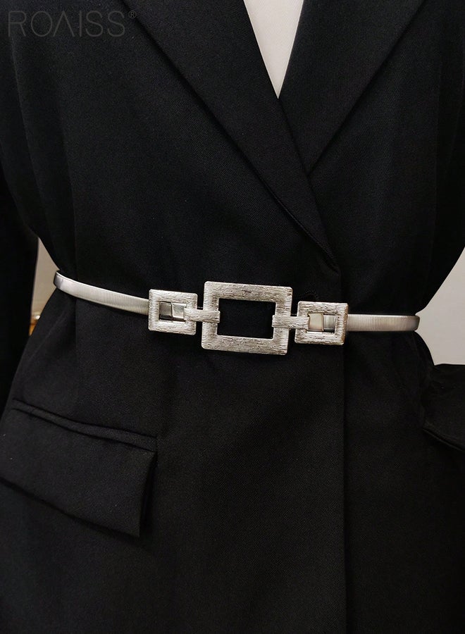 roaiss 2 Pcs Metal Elastic Belts for Women, Simple and Fashion Thin Waist Chain, Adjustable Decorative Belts, Suitable for Party and Daily Wear, Suitable for Suit, Dress and Coat Decorative Accessories - Image 5