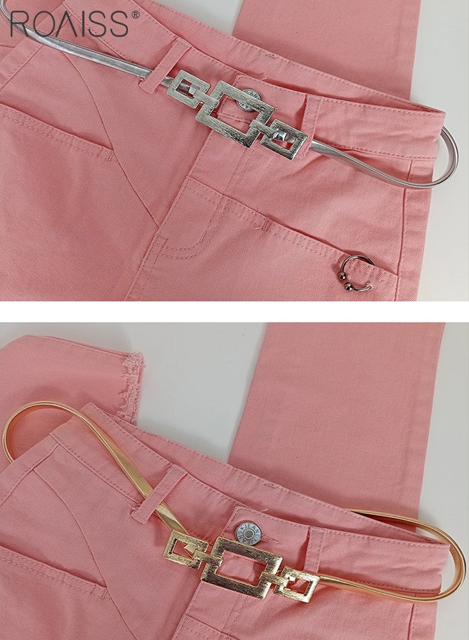 roaiss 2 Pcs Metal Elastic Belts for Women, Simple and Fashion Thin Waist Chain, Adjustable Decorative Belts, Suitable for Party and Daily Wear, Suitable for Suit, Dress and Coat Decorative Accessories - Image 4