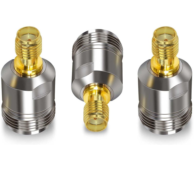 ABONIX SMA Female to N Female RF Adapter, Coaxial Connector, Adapter for RF Testing, Antennas, Wireless Communication and Broadcast Equipment (Pack of 3) - Image 1