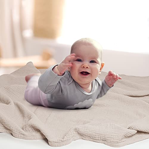 Lulu moon lulumoon Muslin Quilt Blanket, Crib Blanket for Baby and Toddler,47x47 Inches(Ivory) - Image 5