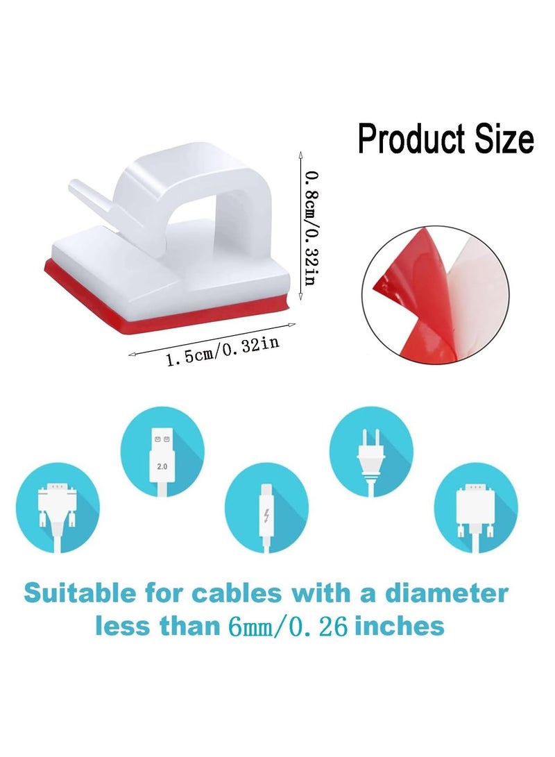 50 Pcs Adhesive Cable Clips, Wire Holder Organizer, Cable Organizers Wire Clips for Cable Management Under Desk, Hide Cable, Light Clips Hooks, Cable Holder Clips for Office Home (White)  - Image 2