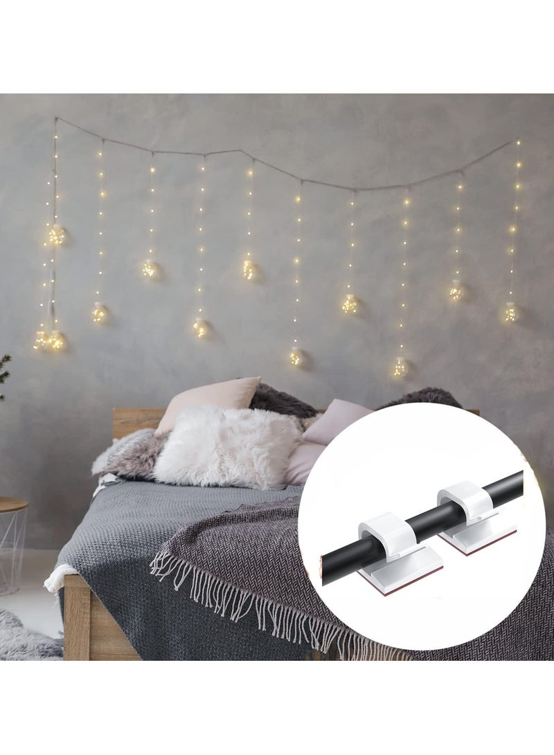 50 Pcs Adhesive Cable Clips, Wire Holder Organizer, Cable Organizers Wire Clips for Cable Management Under Desk, Hide Cable, Light Clips Hooks, Cable Holder Clips for Office Home (White)  - Image 5