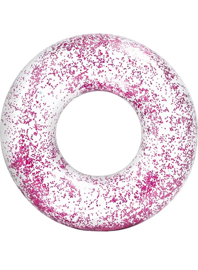 INTEX Transparent Glitter Tube Inflatable Swimming Pool Float Raft Ring Gold/Pink One Size 56274