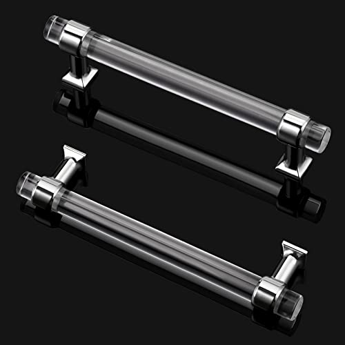 Probrico 10 Pack 5 Inch Cabinet Pulls Polished Chrome Zinc Alloy with Clear Acrylic Kitchen Cabinet Handles, Drawer Pulls for Bedroom and Bathroom Cupboards and Cabinets - Image 3