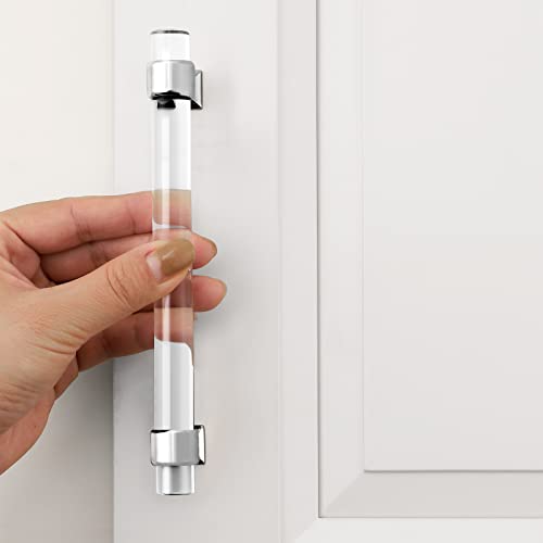Probrico 10 Pack 5 Inch Cabinet Pulls Polished Chrome Zinc Alloy with Clear Acrylic Kitchen Cabinet Handles, Drawer Pulls for Bedroom and Bathroom Cupboards and Cabinets - Image 4