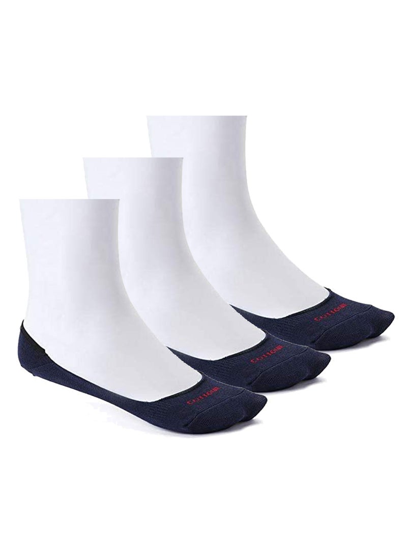 Cottonil Pack of 3 Unisex Cotton Hidden Invisible socks - Navy Blue - Image 1