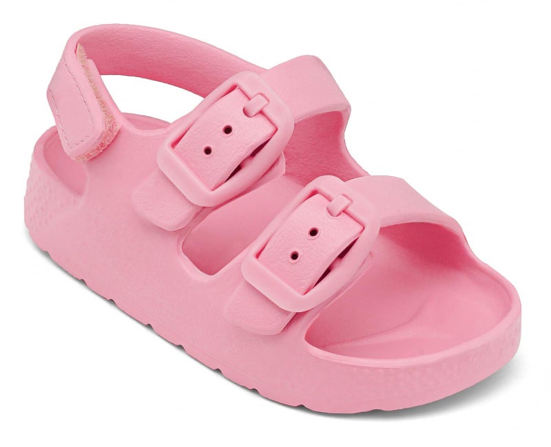 ChayChax Toddler Boys Girls Double Buckle Sandals Children's Adjustable Back Strap Water Sandal, Pink, 7 Toddler - Image 1