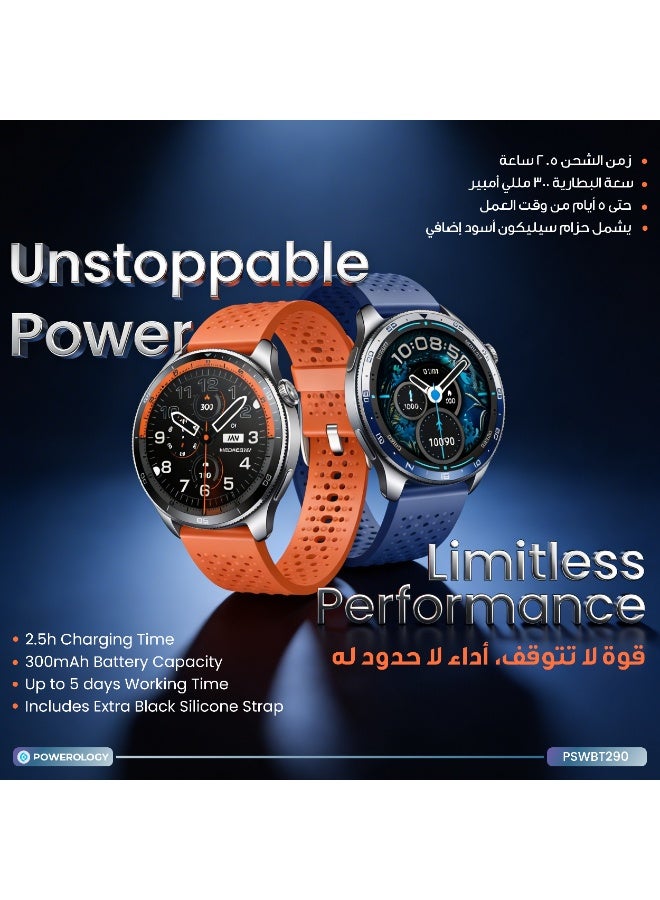 Powerology Sanam Urban Sports Smart Watch with 1.43” AMOLED Display/ Smartwatch with Bluetooth Calling / Stress Level Monitoring / Sleep Monitoring/ Health Monitoring / Durable Smartwatch for Gym, Outdoor- Blue - Image 3