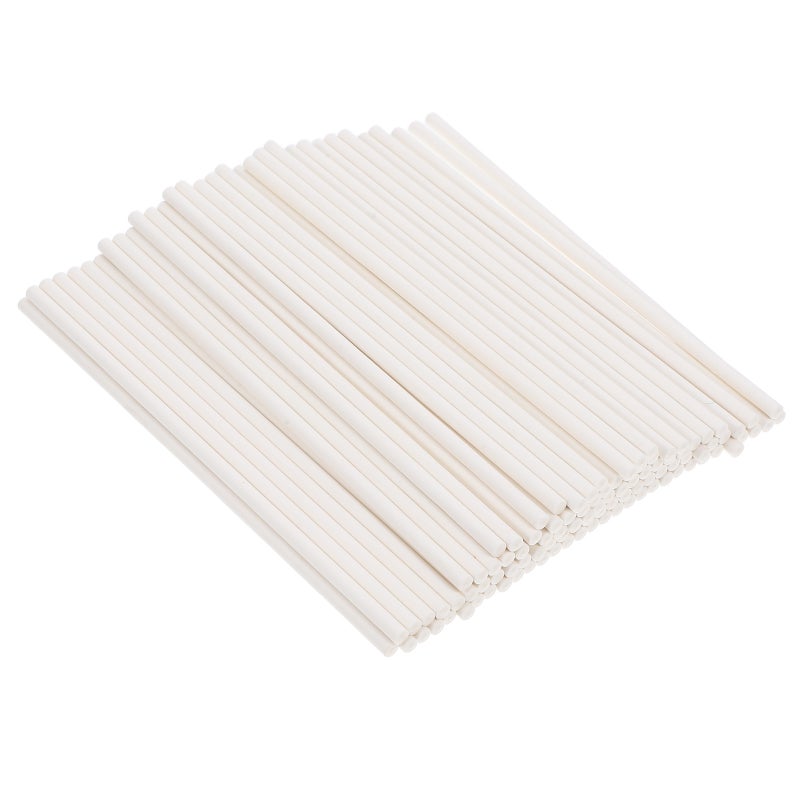 100pcs White Paper Lollipop Sticks For Cake Cake Supplies Candy Making Stick Candy Treat Sticks White Lollipop Sticks Lollipop Making Lollipop Paper Sticks - Image 1