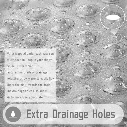 Yimobra Shower Bathtub Mat Non Slip, 21x21 Inch, Soft Square Bath for Tub with Suction Cups and Drain Holes, Stall Floor Mats Bathroom, Machine Washable, Bathroom Accessories, Clear Gray - Image 4