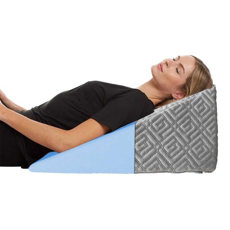 Sleepsia Wedge Cushion | 1 Year Warranty | Wedge Pillows for Bed, Orthopedic Memory Foam Back Support Pillow for Bed | Acid Reflux, Pregnancy, GERD, Back & Leg Support- Grey Gel, 20" Lx17.4 Wx10 H - Image 5