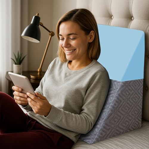 Sleepsia Wedge Cushion | 1 Year Warranty | Wedge Pillows for Bed, Orthopedic Memory Foam Back Support Pillow for Bed | Acid Reflux, Pregnancy, GERD, Back & Leg Support- Grey Gel, 20" Lx17.4 Wx10 H - Image 2