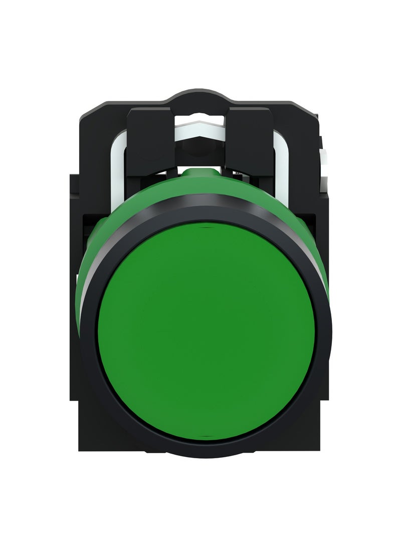 XB5AA31 Push button, plastic, flush, green, Ø22, spring return, unmarked, 1 NO