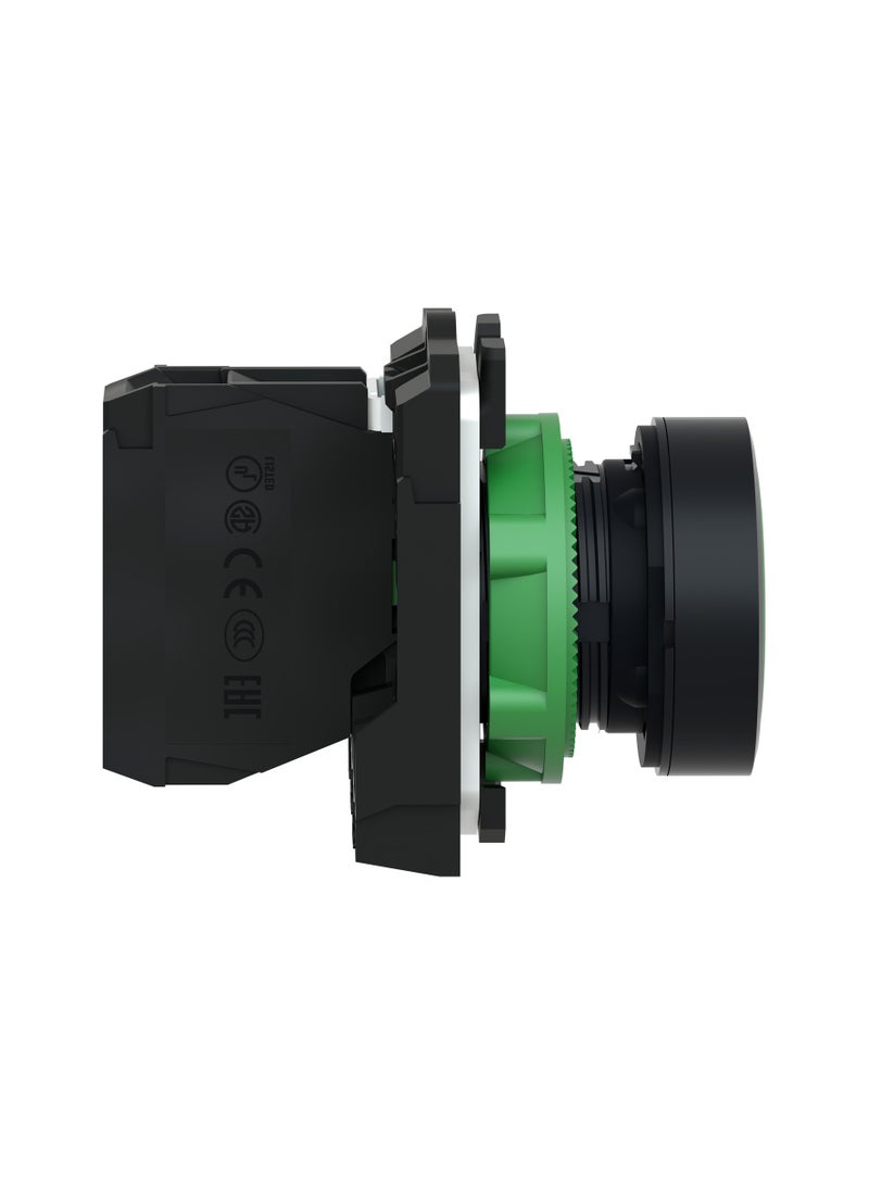 XB5AA31 Push button, plastic, flush, green, Ø22, spring return, unmarked, 1 NO