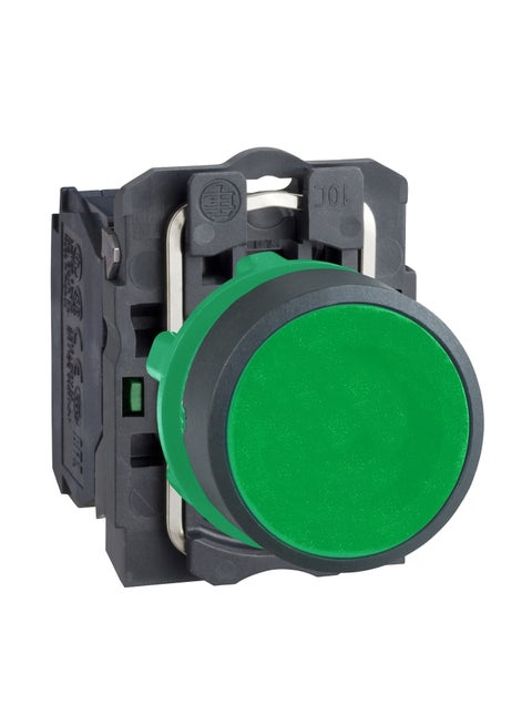 XB5AA31 Push button, plastic, flush, green, Ø22, spring return, unmarked, 1 NO