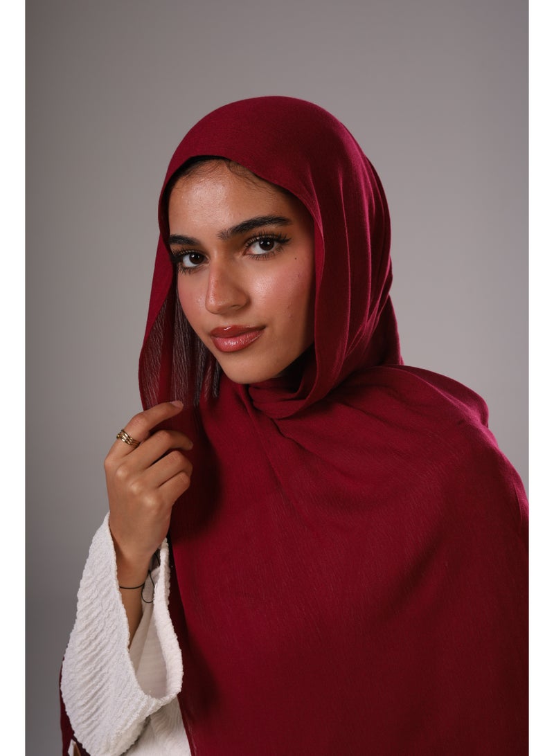 Lavezzi Cotton Sponge Modal Hijab for Women – Soft Breathable Head Scarf – Elegant Modest Fashion Head Wrap (Burgundy) - Image 3