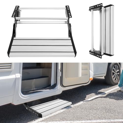 GOTOTOP خطوة GOTOTOP، خطوة RV، سُلَّم خطوة، سُلَّم قابل للطي من الألمنيوم، سُلَّم صغير قابل للطي أكثر أمانًا، سُلَّم خطوة ملحقات منزل متنقل بقدرة تحميل 200 كجم للتخييم والأنشطة الخارجية - Image 1