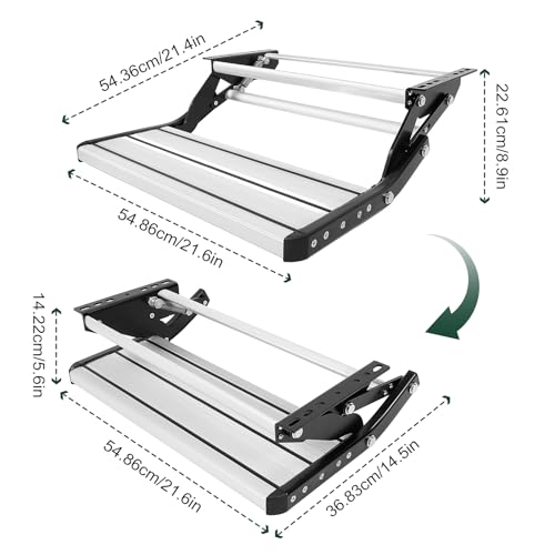 GOTOTOP خطوة GOTOTOP، خطوة RV، سُلَّم خطوة، سُلَّم قابل للطي من الألمنيوم، سُلَّم صغير قابل للطي أكثر أمانًا، سُلَّم خطوة ملحقات منزل متنقل بقدرة تحميل 200 كجم للتخييم والأنشطة الخارجية - Image 2