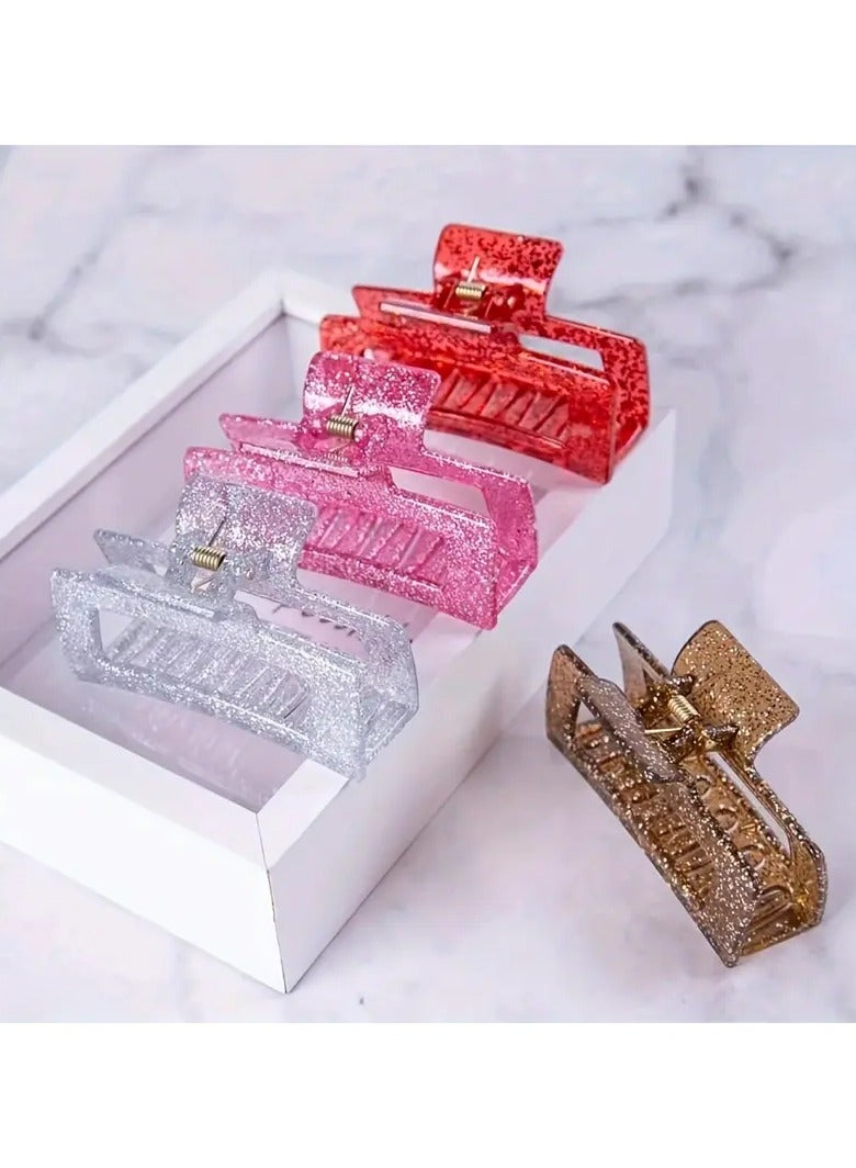 Goolsky Set/4PCS Fashion Hair Claw Clips Solid Color Square Grab Clips Women daily uses Hair Accessories - Image 1