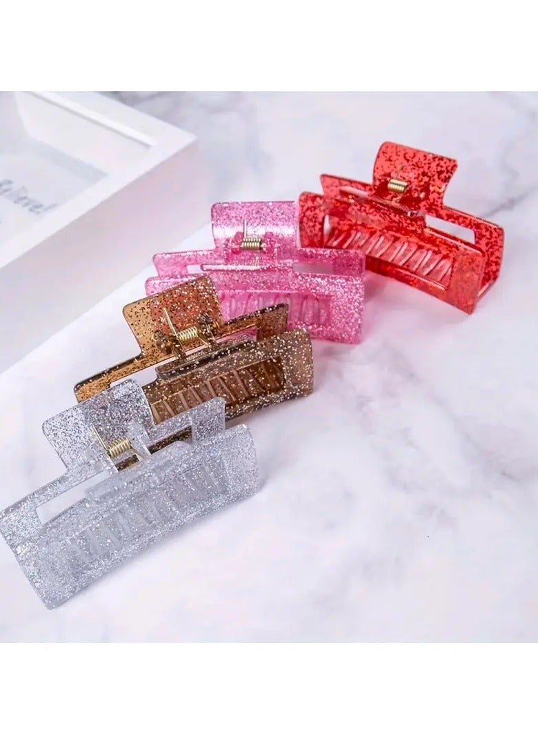 Goolsky Set/4PCS Fashion Hair Claw Clips Solid Color Square Grab Clips Women daily uses Hair Accessories - Image 2